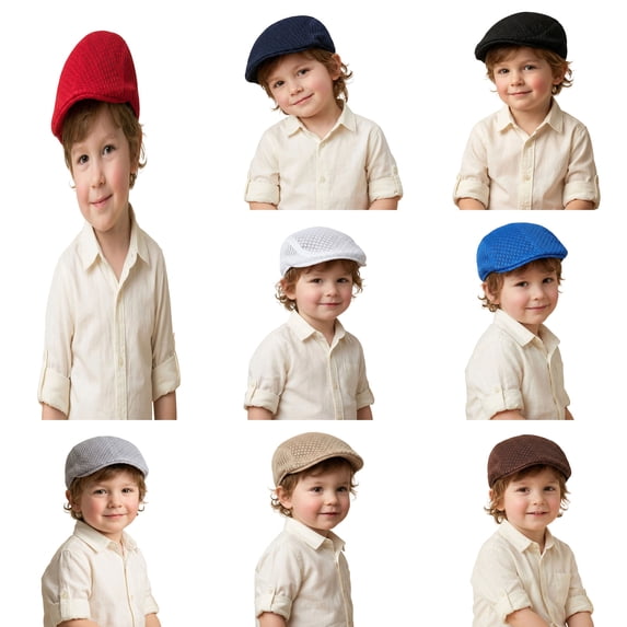 XinghaiYIDE Kids Mesh Newsboy Cap, Breathable Summer Flat Cap Beret Hat for Boys Girls, 3-16 Years, Multiple Colors