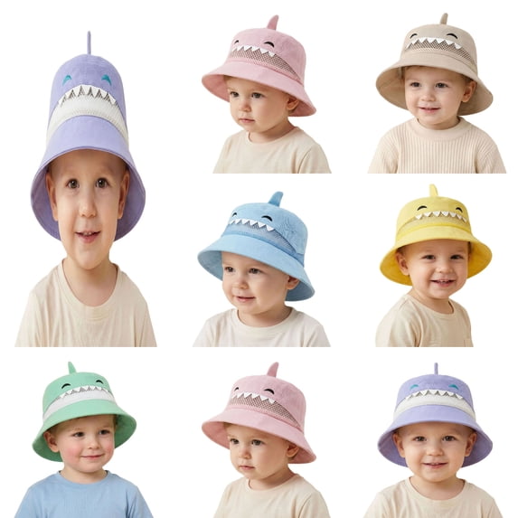 XinghaiYIDE Kids UPF 50+ Sun Hat, Breathable Mesh Shark Bucket Hat for Toddlers, 8-24 Months, Multiple Colors