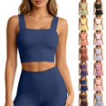 thumbnail image 1 of XinghaiYIDE Square Neck Longline Sports Bra for Women, Padded Yoga Workout Crop Tank Top, Wide Strap Built-in Bra for Pilates Gym, 1 of 5