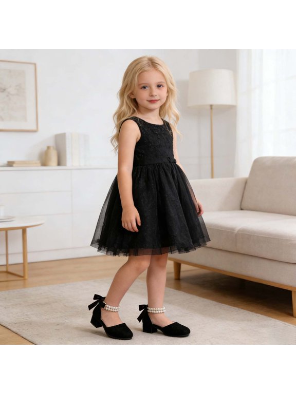 Toddler Closed Toe Princess Sandals for Girls Soft Sole Non Summer Play & Walking Footwear for Wedding,Summer Casual Shoes Sizes 5-13Y Black