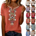thumbnail image 1 of XinghaiYIDE Women Flowy Tops Casual Loose Print Short Sleeve Plus Size T-Shirt Top Blouse Summer Fashion Tops for Women, 1 of 4