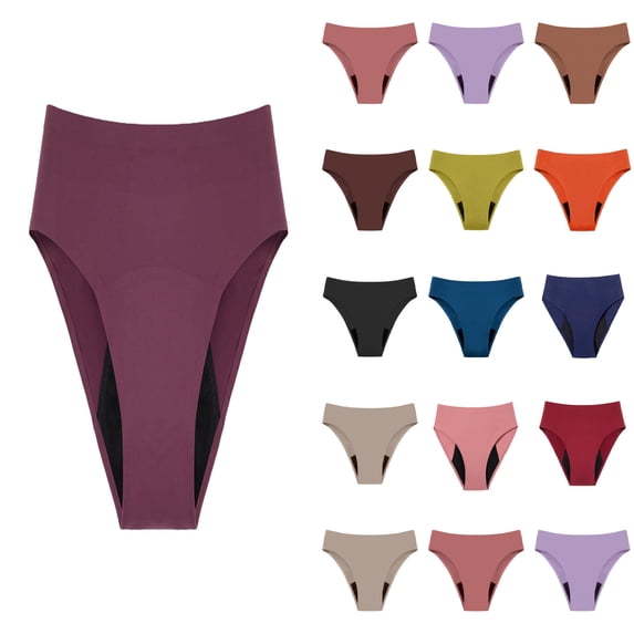 XinghaiYIDE Women's 4-Layer Leak-Proof Menstrual Underwear, Seamless High Absorbency Period Panties for Swimming & Daily Use, Size XS-XXXXL Purple-c