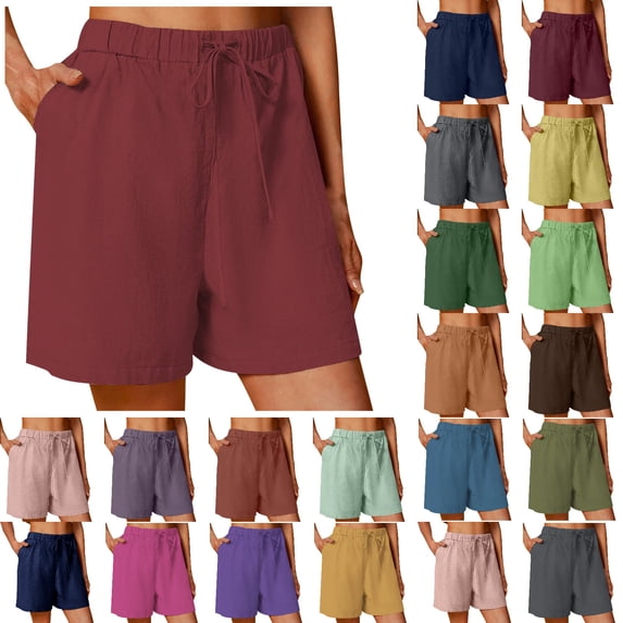 XinghaiYIDE Womens Casual Shorts Drawstring Comfy Elastic Waist Shorts Summer Pull On Short with Pockets S-5XL