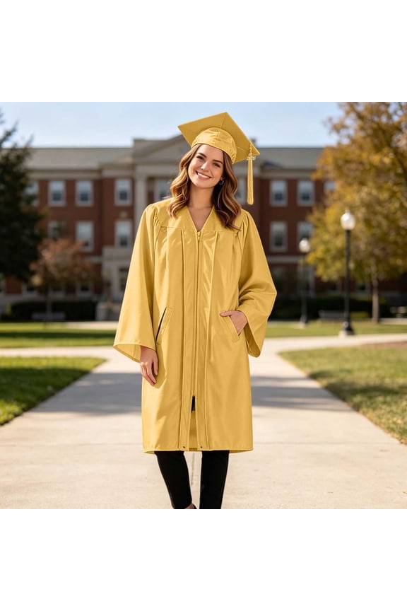 2026 Doctoral Oversized Graduation Gown & Cap Set with Pockets,Unisex Academic Regalia for PhD/College Commencement,Graduation Photoshoot Outfit Yellow