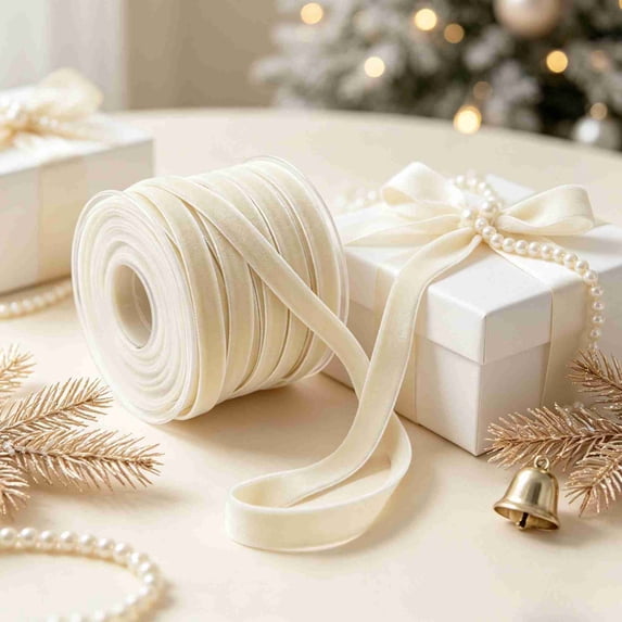 Xingjin Christmas Ribbon, Velvet Ribbon for Gift Wrapping and Crafts, Decorative Wired Ribbon for Holiday Tree Wreath and Bow Making