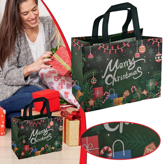 Xingjin Gift Bags, Large Christmas Gift Bags with Handles for Holiday Wrapping, Reusable Christmas Bags for Gift Giving and Storage