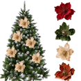 thumbnail image 1 of Xingjin Glitter Magnolia Artificial Flower with Stem, 10.24 Inch Christmas Tree Flower for Wreath Garland Holiday Decor, Xmas Wedding Decoration, 1 of 7