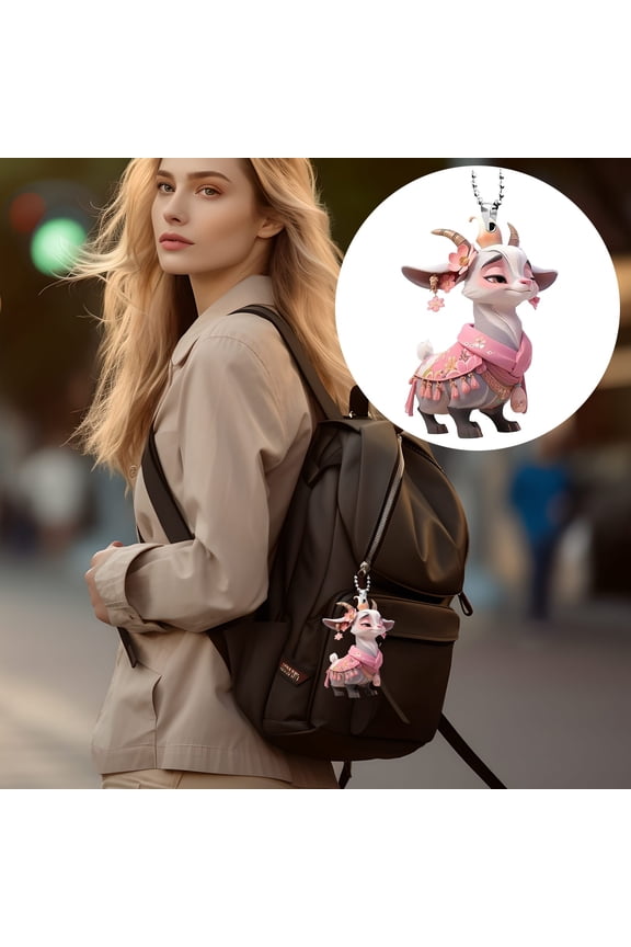 Goat Pendant 2D Flat Acrylic Keychain Decoration Car Hanging Backpack Accessories for Bag Handbag Charm Gift for Women and Men Daily Use.