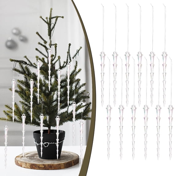 Xingjin Icicle Ornaments, Christmas Tree Decorations with Crystal Christmas Picks, Decorative Hanging Ornaments for Winter Holiday Displays