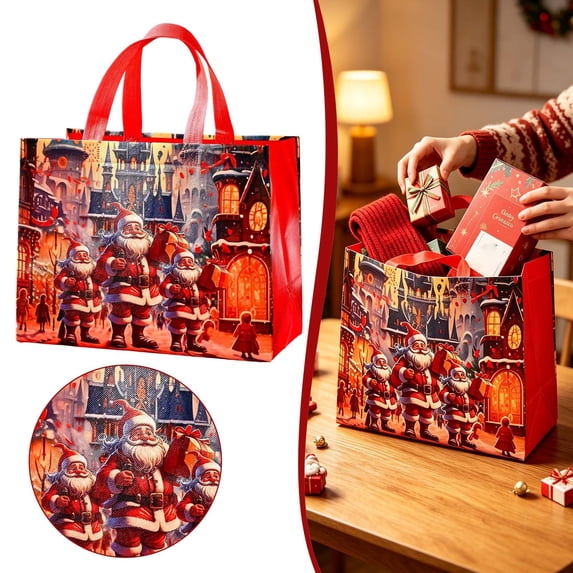Xingjin Large Christmas Gift Bags, Reusable Gift Bags with Sturdy Handles, Holiday Wrapping Bags for Christmas Gift Giving and Storage