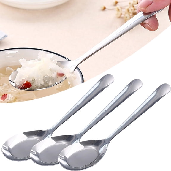 Xingjin Mirror Polished Stainless Steel Soup Spoon, 6.5 Inch Flatware Tablespoon for Home Kitchen and Restaurant, Modern Silverware Teaspoon,3 Pack