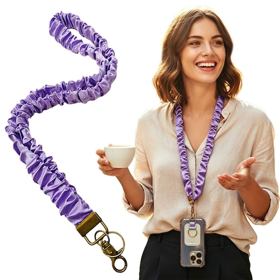 Xingjin Phone Lanyard, Scrunchie Lanyard with Metal Clasp, Stretchy Soft Neck Wrist Strap for ID Badge Keys Cell Phone
