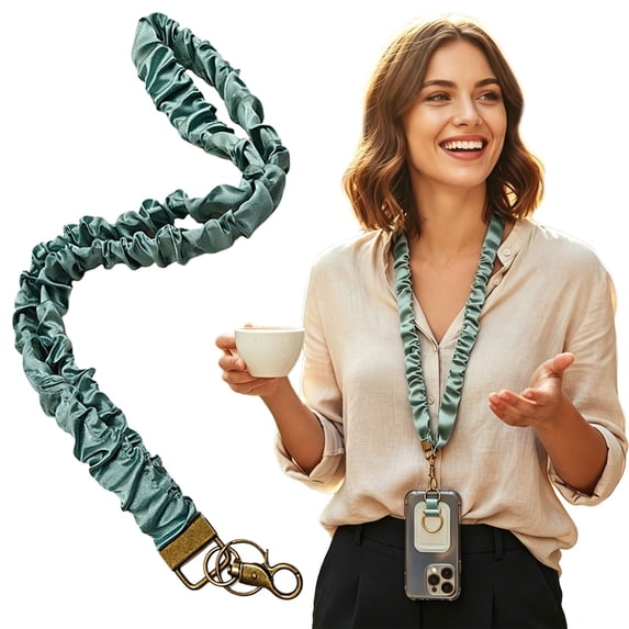 Xingjin Phone Lanyard, Scrunchie Lanyard with Metal Clasp, Stretchy Soft Neck Wrist Strap for ID Badge Keys Cell Phone