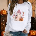 thumbnail image 1 of Xingjin Women's Halloween Sweatshirt 2026 Trendy Graphic Print Crewneck Long Sleeve Soft Pullover Fall Shirt Fashion Look Collection,White,L, 1 of 5