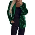 thumbnail image 1 of Xingpeng Flannel Blazer with Sequin Lapel Women's Jacket Fall Winter Casual Long Sleeve Unique Work Office 2026 Green S, 1 of 6