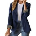 thumbnail image 1 of Xingpeng Leopard Print Lined Blazer for Women Fall Business Casual Jacket Long Sleeve Notch Lapel Work Office 2026 Dark Blue S, 1 of 7