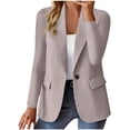 thumbnail image 1 of Xingpeng Lightweight Nylon Blazer for Women Fall Long Sleeve Casual Open Front Cardigan Style Work Jacket 2026 Khaki S, 1 of 5