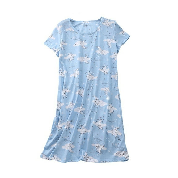 Xingpeng Night Shirts for Women Sleepwear Multi-Color Xl Women's Nightgown Women's Plus Size Cute Home Clothes Knitted Cotton Sweet and Short Sleeved Round Neck Pajamas