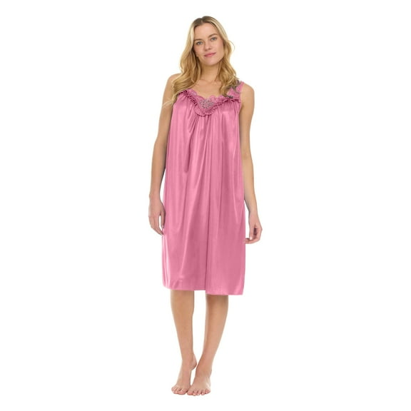Xingpeng Nightgowns for Women Red One Size Womens Pajamas Nightgowns for Women Sleeveless Satin Silk Nightshirt for Women Wide Strap Plus Size