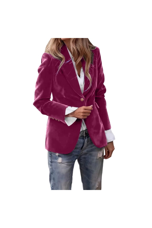 Nylon Blazer for Women Fall Long Sleeve Casual Comfort Stretch Jacket Business Relaxed Fit 2026 Brick Red S