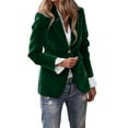 thumbnail image 1 of Xingpeng Women's Velvet Blazer Jacket 2026 Fall Winter Fashion Elegant Solid Color Long Sleeve Business Casual Open Front Light Green L, 1 of 7