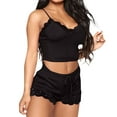 thumbnail image 1 of Xingpeng Womens Pajama Sets Shorts Black L Womens Pajama Sets Soft Lace Trim Sleepwear 2 Piece Shorts Set Neck Pj Nightwear Bridal Gifts, 1 of 5
