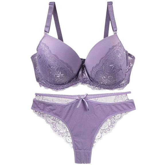 Under $5 Bra & Brief Sets for Women,Xingpeng Womens Pajama Sets Shorts Purple 85D Women's Bra and Panty Sets Lace 2 Piece Bra and Set Underwire Bra