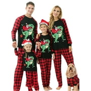 Xingqing Christmas Pajamas for Family Matching Xmas Christmas Pjs Set Santa Claus Cartoon Print Cute Holiday Family Sleepwear