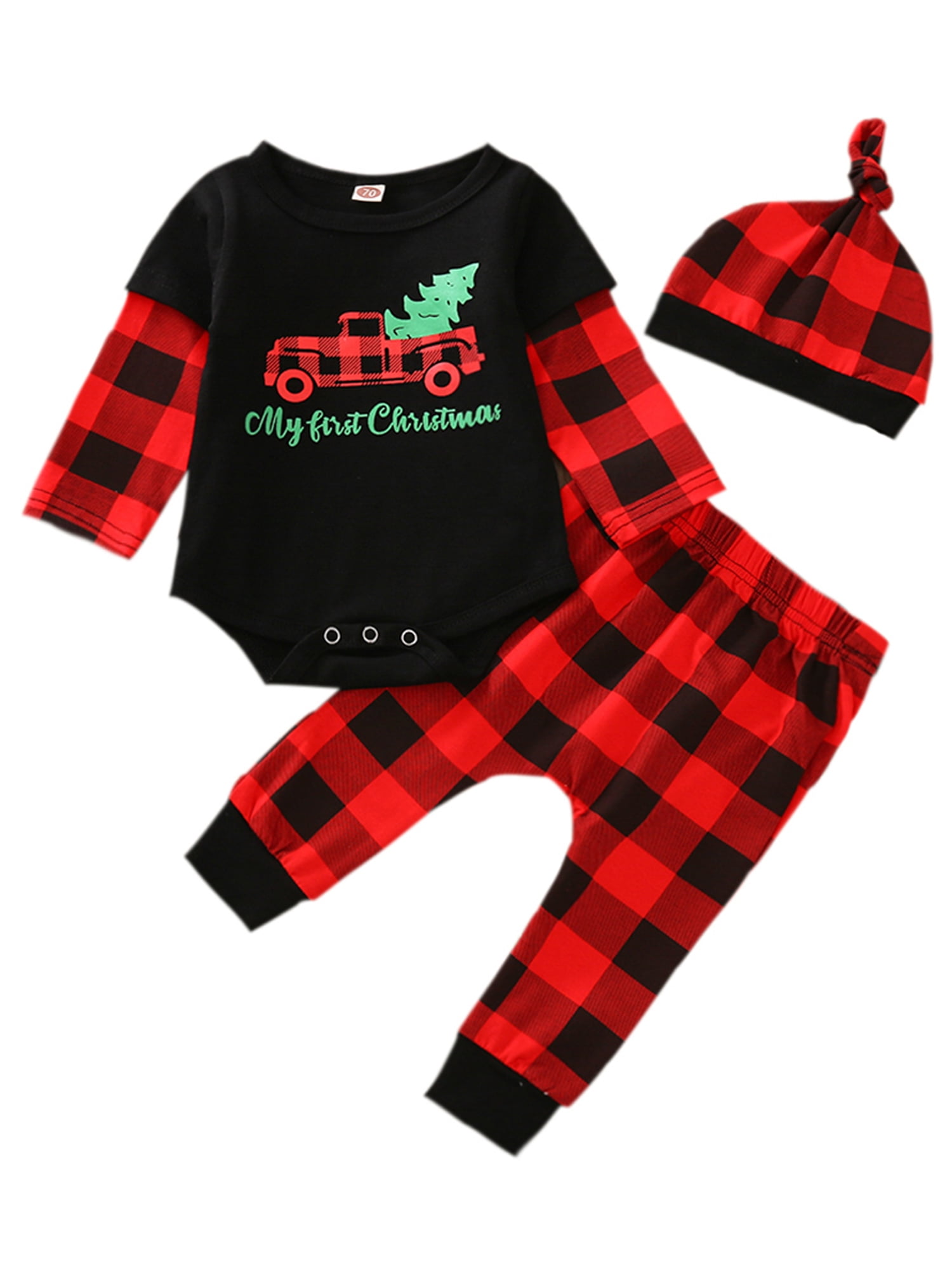 Xingqing My 1st Christmas Newborn Baby Boy Girl Long Sleeve Outfits ...