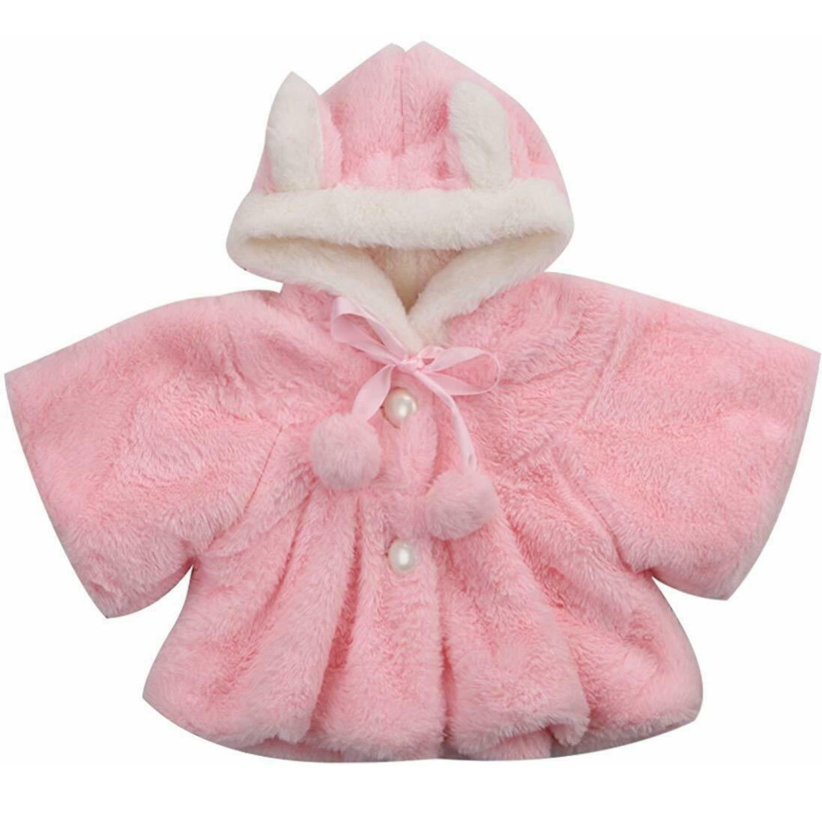 Xingqing Toddler Baby Girls Rabbit Ear Hooded Coat Fleece Warm Jacket