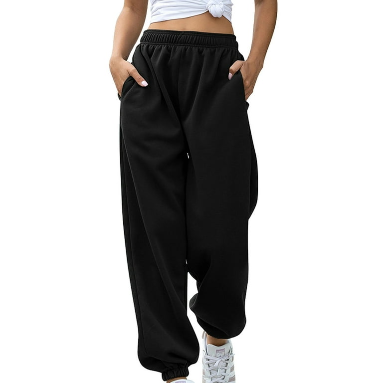 COJCOIHN Women's Joggers Pants Lightweight Running Sweatpants with Pockets  Athletic Tapered Casual Pants for Workout,Lounge C-black Large