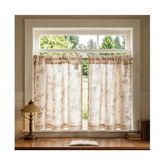 Xingtaoda Vintage Floral Half Curtains for Kitchen Window Semi Sheer Rod Pocket Short Window Drapes Single Panel 27.56 x 39.37 Inch for Bathroom Small Windows