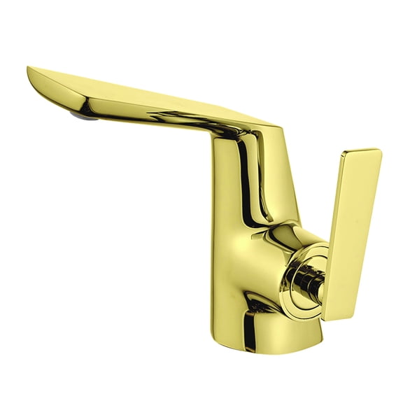 Xingyue single hole brass basin faucet single handle countertop basin faucet streamlined geometric design ceramic valve core hot and cold water inlet pipe