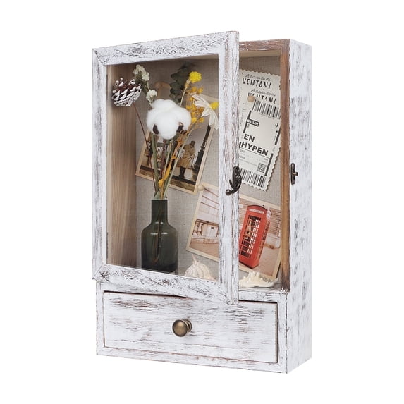 Xinhao 11'' x 3.9'' Rustic Wood Hd Glass Shadow Box