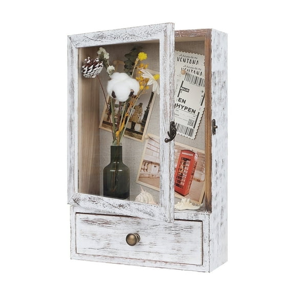 Xinhao 11'' x 3.9'' Rustic Wood Hd Glass Shadow Box