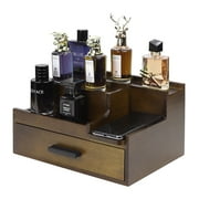 Butizone Cologne Organizer for Men, 3 Tier Perfume Stand Holder with Drawer and Hidden Compartment, Cologne Display Shelf for Dresser, Great Gift for Man/Father, Deep Brown