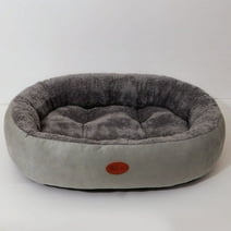 Xinhecheng Small Dog Beds 19''X16'' Gray Oval Plush Small Ultrasoft Plush Pet Bed Warm Sleep Nest Soft Pet Bed