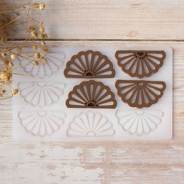 Xinhuadsh Chocolate Mold Food Grade 9 Cavities DIY Cake Decorating Tool Hollow Fan Shape Fondant Candy Silicone Mould Kitchen Supplies