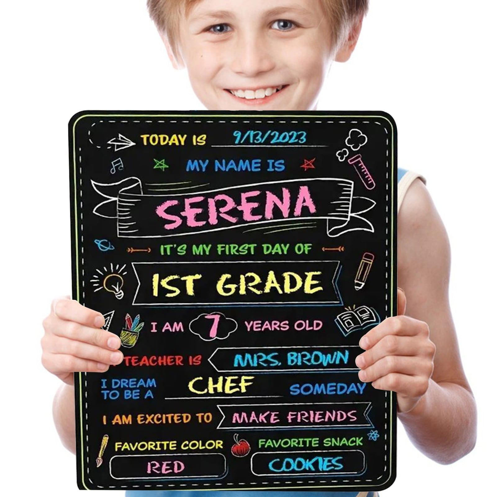 Xinhuadsh First Day of School Chalkboard Sign, Back to School Board