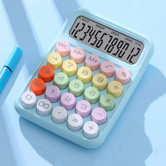 Xinhuadsh Mechanical Switch Calculator, Blue Calculator Cute 12 Digit ...