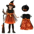 thumbnail image 1 of Xinhuaya 3-13T Halloween Witch Costume Set Dress Hat Broom Tutu Skirt for Halloween Cosplay Party, 1 of 6