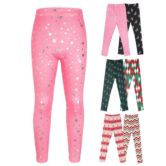 Xinhuaya 3-9T Girls Footless Leggings Yoga Tights Printed Stretch Trousers