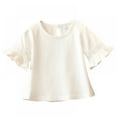 thumbnail image 1 of Xinhuaya Baby Girl Flare Sleeve Round Neck Print Lace Tops Shirts Kids Tops Summer Casual Blouse, 1 of 7
