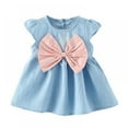 thumbnail image 1 of Xinhuaya Baby Girls Bow-knot Design Mini Dress Children Baby Summer Short Sleeve Party Dress, 1 of 7