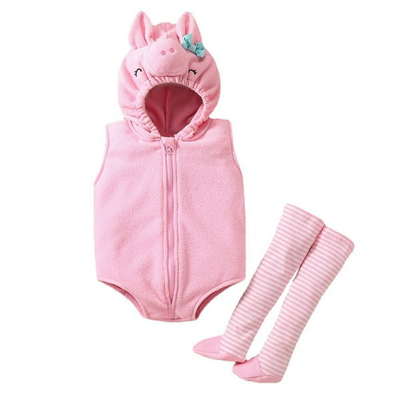 Xinhuaya Baby Girls Halloween Photo Props Pink Piggy Bubble Romper Jumpsuit Dress Up Halloween Costumes 0-24 Months