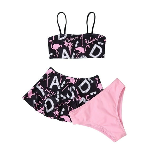 Xinhuaya Children Girls 3Pcs Tankini Bathing Suit Set Kids Bikini Beach Swimsuits