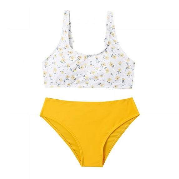 Xinhuaya Girls 2Pcs Bikini Beach Swimsuits Child Tankini Set Summer Swimsuits 8-12 Years