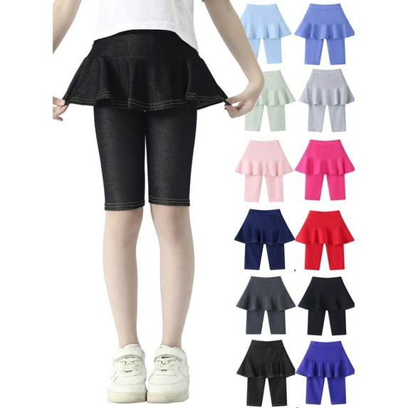 Xinhuaya Kids Baby Girls Leggings with Ruffle Tutu Skirt Pants Stretchy Leggings Knee-Length Trousers 3-11Y