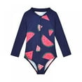thumbnail image 1 of Xinhuaya Kids Girl One Piece Bikini Swimsuits Bathing Suit Long Sleeve Rash Guard Zipper Front Swimwear Beach Sets, 1 of 4