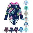 thumbnail image 1 of Xinhuaya Kids Girl One Piece Bikini Swimsuits Bathing Suit Long Sleeve Rash Guard Zipper Front Swimwear Beach Sets, 1 of 5